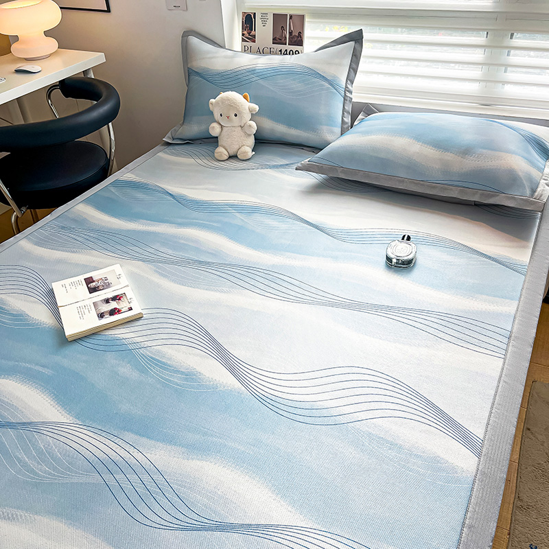 夏季凉席可水洗可折叠牛奶u丝学生宿舍单人夏凉垫空调席子床三件