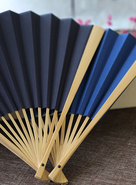 同和纸庄 空白黑色蓝色宣纸玉竹折扇I文玩扇子9寸空白玉竹折扇
