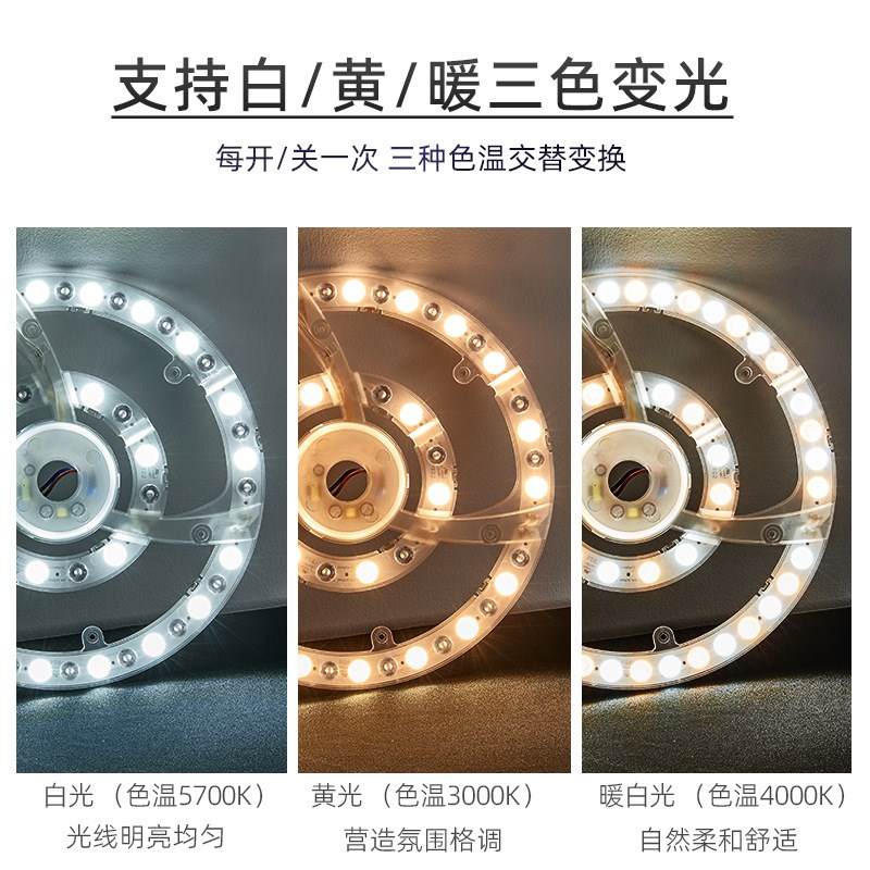 led吸顶灯芯磁吸圆形飞利浦吊扇光源模组替换通用适用雷士风扇灯