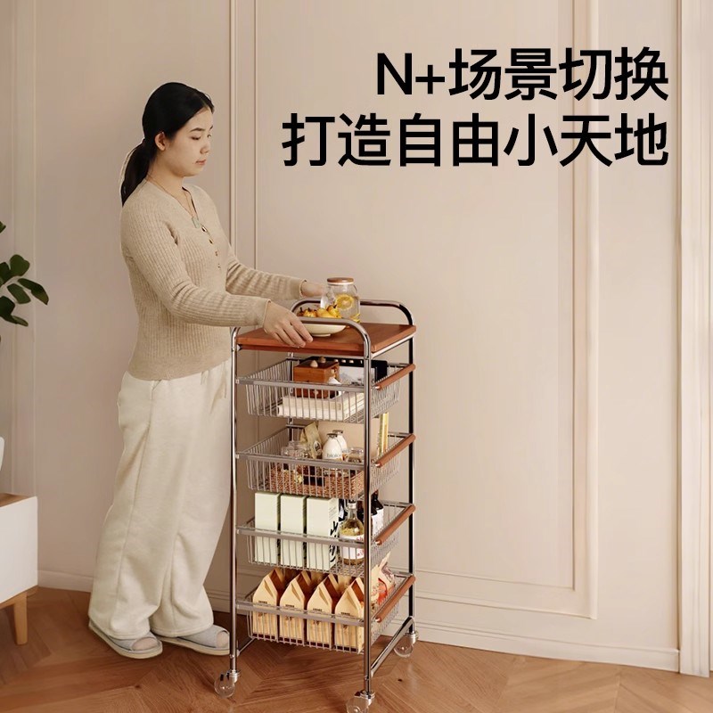 中古小推车置物架边几零食客厅茶几桌子收纳架子床头柜可移动书架