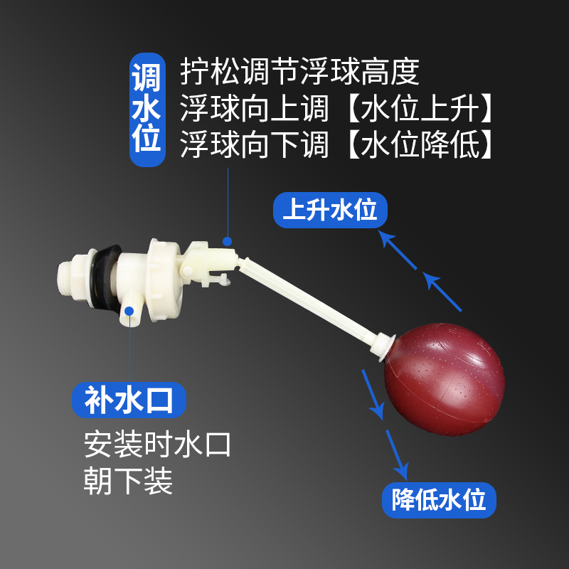 水箱配件浮球阀老式厕所高水箱蹲便器冲水箱开关上水器侧进水阀