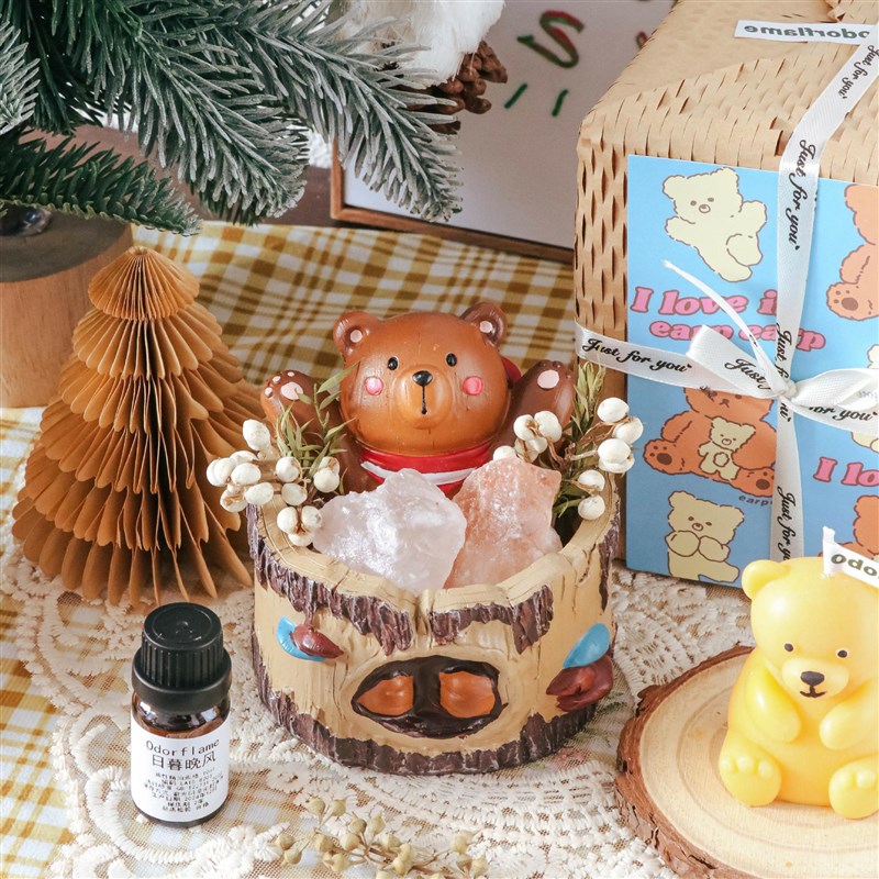 小熊抱抱扩香石香薰卧室持久无火精油晶石摆件闺蜜女生日礼物礼盒