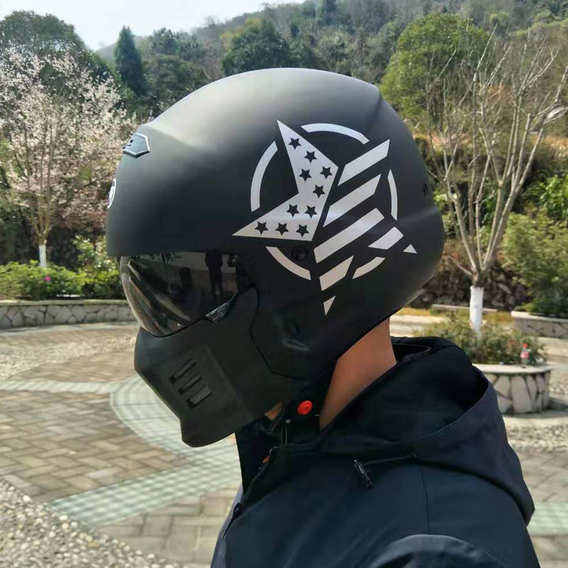 全覆式哈雷复古摩托机车头盔半盔四季蝎子造型多功能组合全盔跑盔