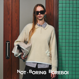 宽松慵懒百搭 蓬松毛绒感 仿貂毛针织上衣 毛衣内搭 老钱风