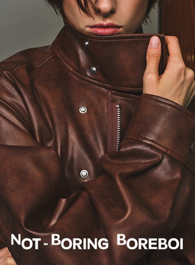 NB B丨做旧特殊剪裁 短匣廓形 美拉德皮衣 立领翻领 机车夹克