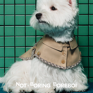 格纹腰带斗篷夹克中小型犬西高地灵缇 英伦风miu系狗狗衣服