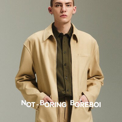 NB B丨定纺定染柔雾麂皮绒 vintage翻领皮衣夹克复古老钱落肩外套