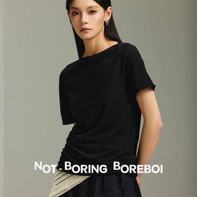 NB B丨澳洲进口75羊毛真丝18针不规则立体剪裁一片式短袖女春新款