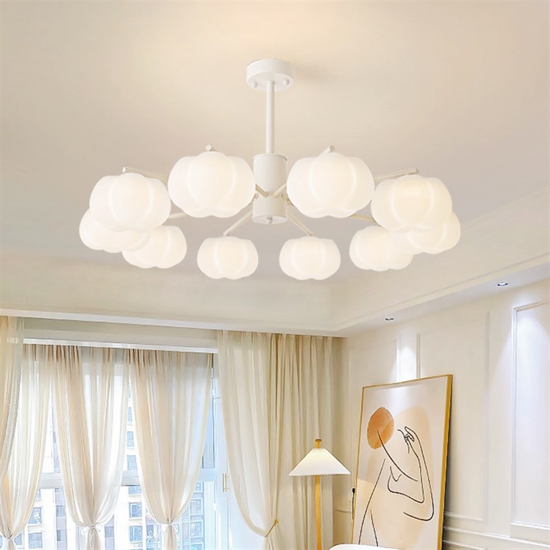 客厅灯主b灯2025新款极简奶油风现代简约法式棉花智能大厅南瓜吊