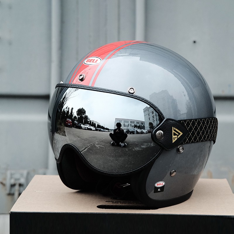 摩托车骑行头盔护目镜复古机车全盔风镜3/4盔防风遮阳半盔泡泡镜