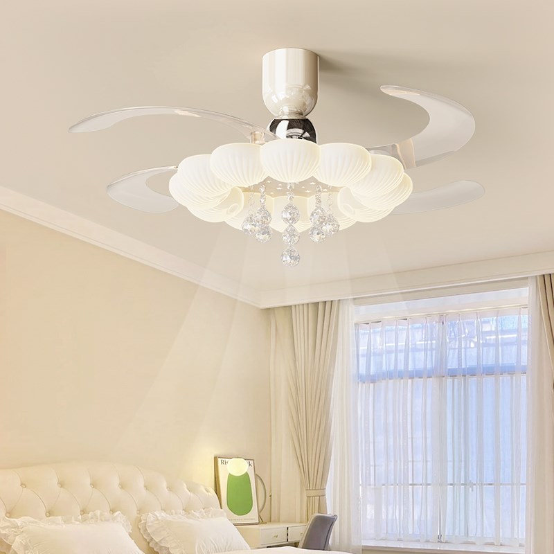 主卧室风扇灯奶油风餐厅吊灯2025新款儿童房简约现代隐形电风扇灯