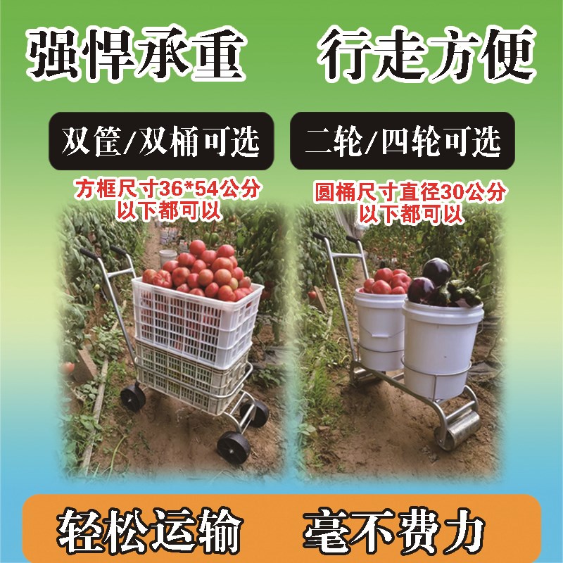 大棚采摘车蔬菜果园瓜果茶叶运输车移动采摘车手推车大棚运输车