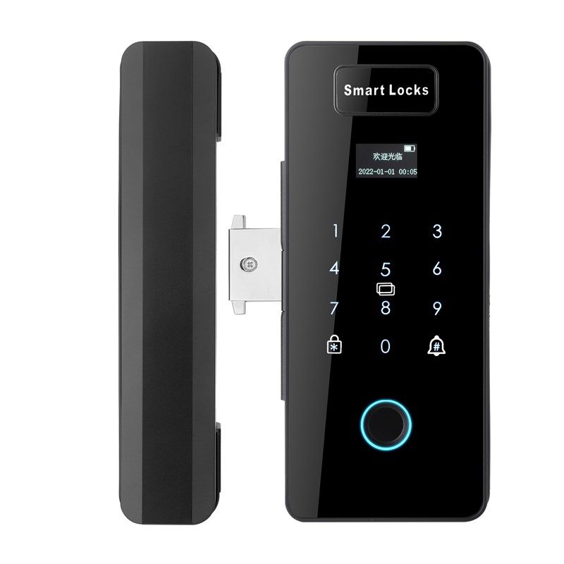 慧锁双开玻璃门锁指纹锁办公室单开玻璃门密码智能遥控感应刷卡锁