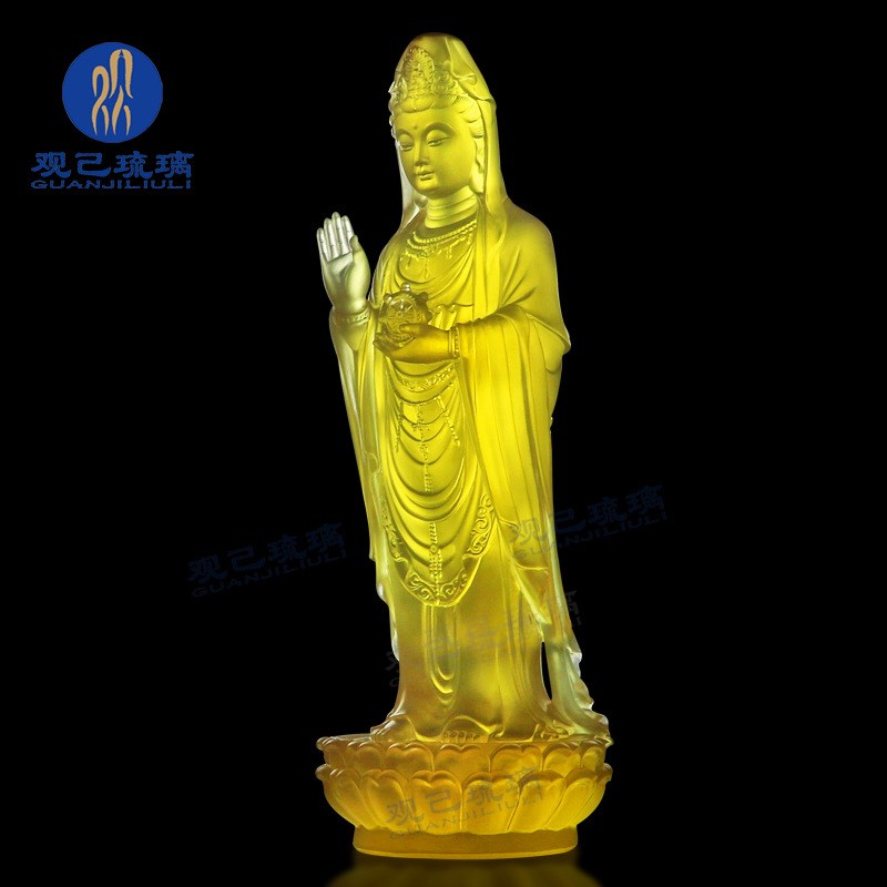 琉璃南海观世音菩l萨普陀山摆件寺庙供奉观世音琉璃南海观音菩萨