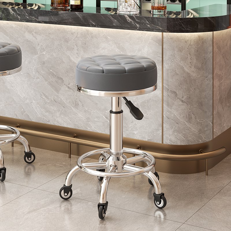 美容凳子滑轮理发店椅美容院专用大工凳升降转椅圆凳X美发美甲椅