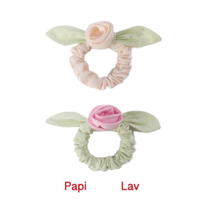 Papi Lav 玫瑰糖果发圈可拆卸花朵氛围N感覆古格纹细大肠圈头花