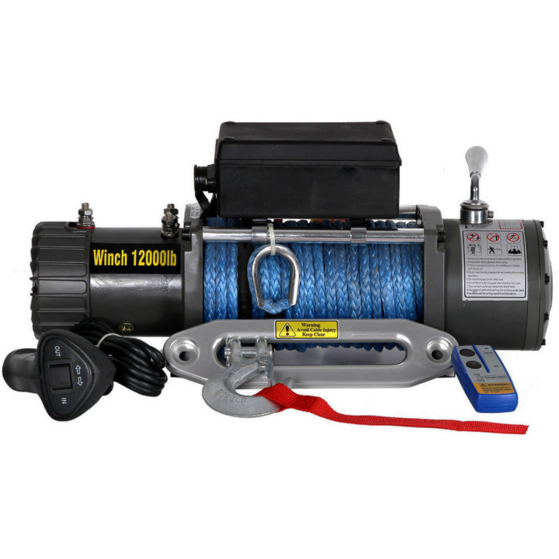 越野车绞盘 12000磅电动绞盘带尼龙绳 车载12V 汽车绞盘