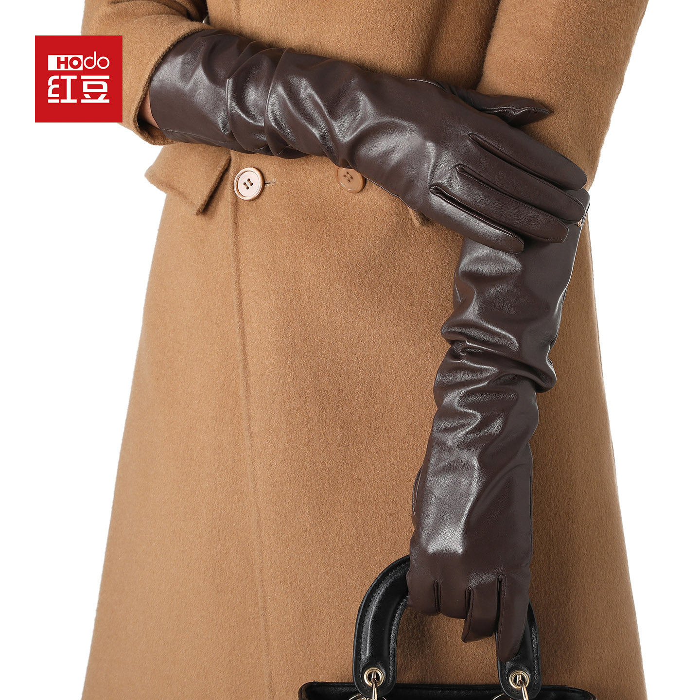 【加长款真皮手套】头层羊皮羊毛内里保暖驾驶骑行薄丝里修饰手型