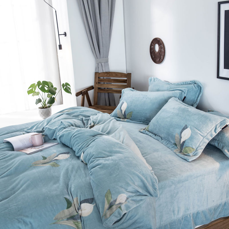 速发牛奶绒四件套加厚保暖法莱法兰绒床单双面珊瑚绒被套床上用品