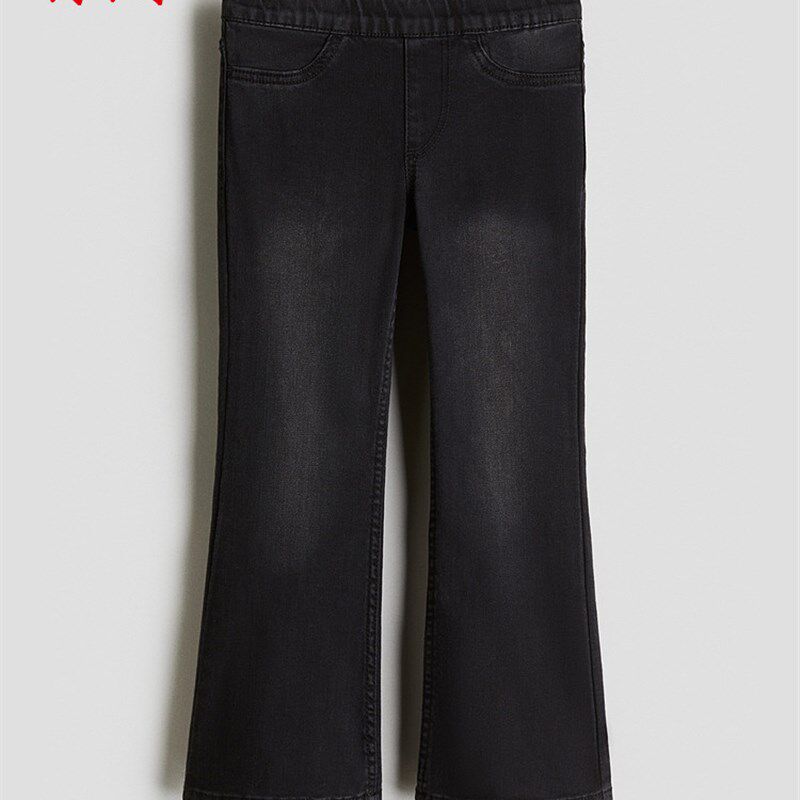 Hm童装女孩牛仔裤2025秋季新款弹力修身时尚休闲喇叭裤1228540