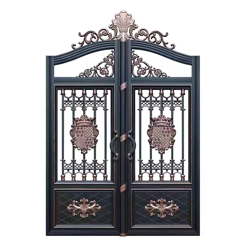 中欧式别墅庭院围墙大门铝合金大门入户防盗门铝艺花园对开小院门