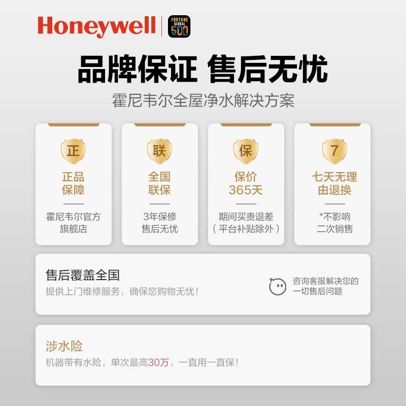 霍尼韦尔前置过滤器家用全自动反冲洗自来水全铜防爆净水器40T12