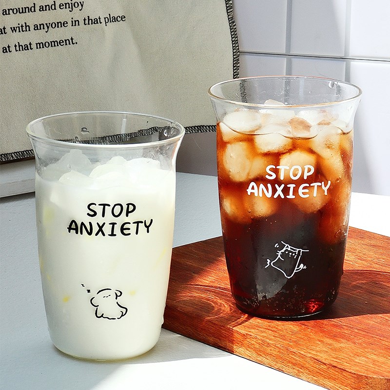 高硼硅透明玻璃杯女高颜值家用便携大容量喝水杯子泡茶咖啡杯水杯