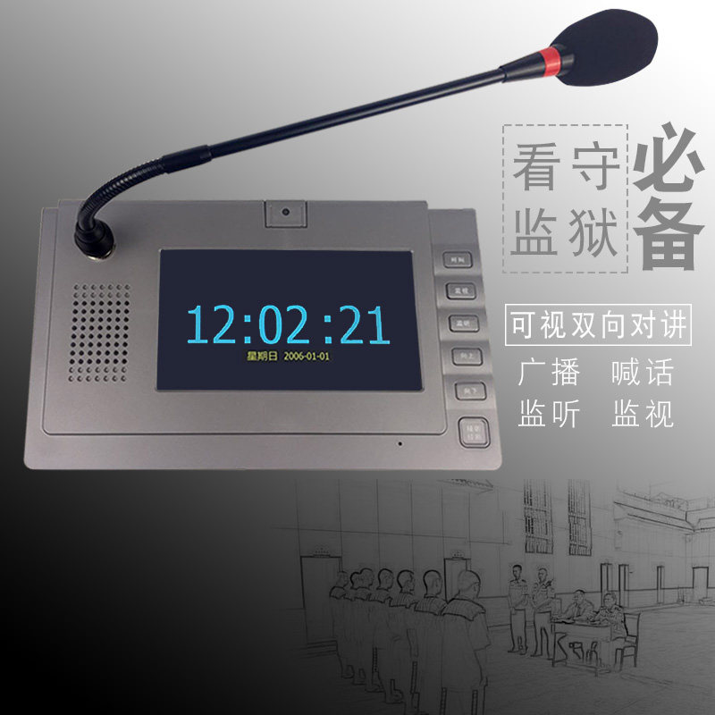 监狱看守所学校专用IP网络数字带话筒双向可视对讲主机有线呼叫器