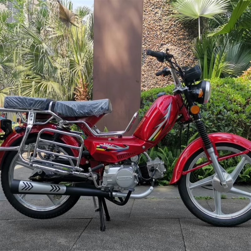 燃省油助力车轻便出口款两轮摩托110CC排量弯直梁老人代步钓鱼车