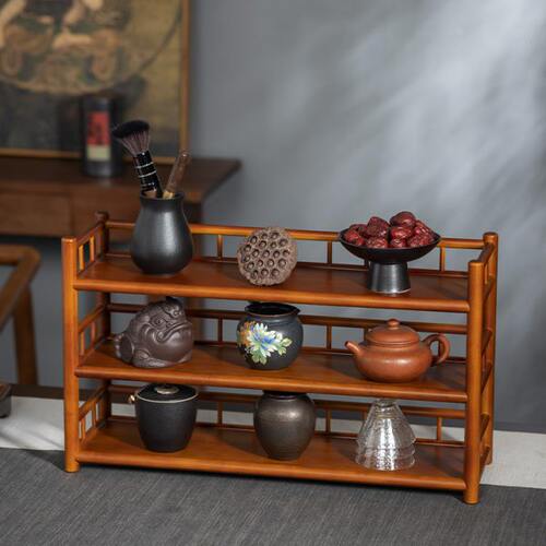 茶杯架子茶具收纳架紫砂壶摆放架桌上置物架中式茶具架小型博古架