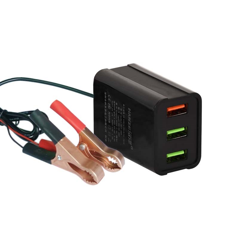 12V24V通用电瓶转手机充电器快充摩托车USB车载充电池转换器插头