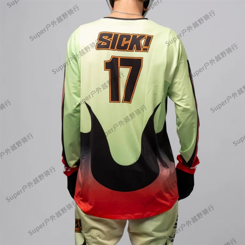 SICK新款速降服T恤速干透气山地车长袖夏男女越野摩托骑行服少年