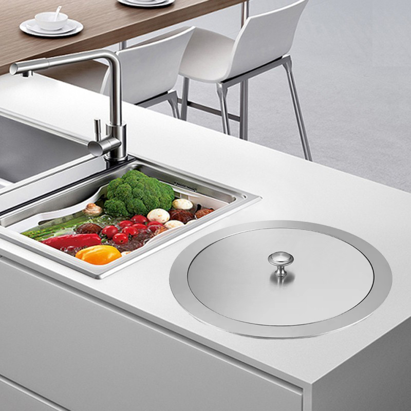 不锈钢提盖台面掀盖嵌入式304隐藏式垃圾装饰盖医院厨房酒店定制