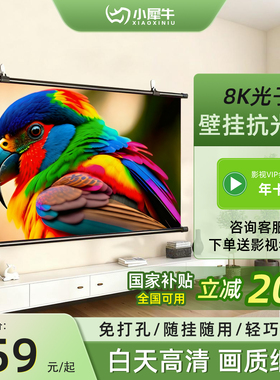 【官方推荐】投影幕布免打孔卧室简易投影幕户外支架幕布可移动家用投影仪幕布100/120寸超高清简易抗光幕布