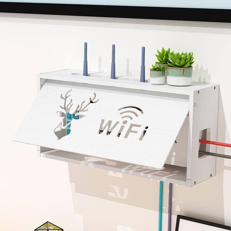 路由器收纳盒创意wifi放置架电线插座遮挡箱盒子墙上机上盒置物架