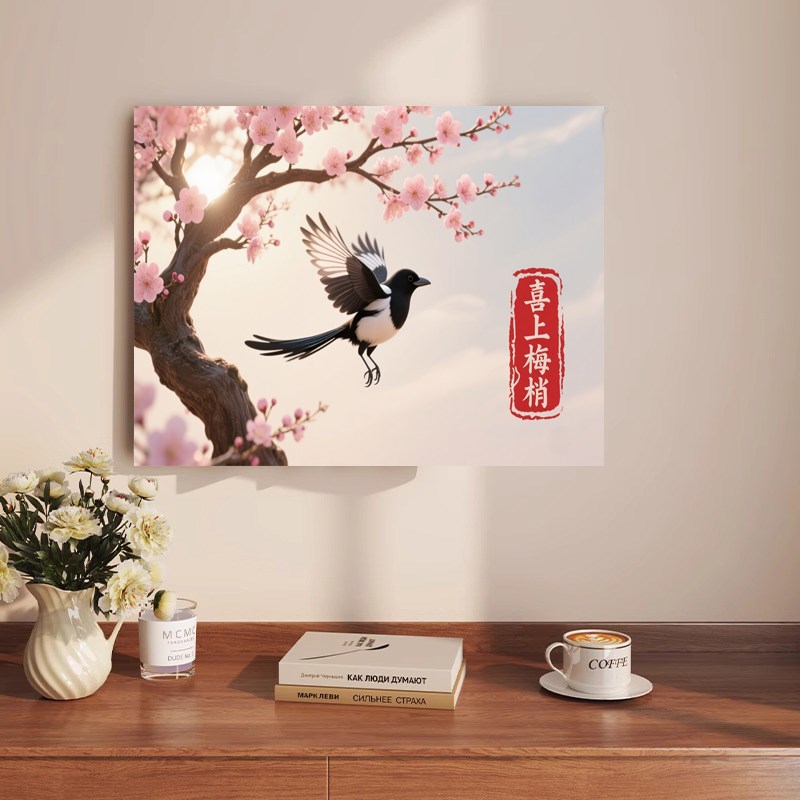 中式电表箱装饰画布帘客厅可视门铃遮挡帘免打孔电闸盒遮丑挂帘