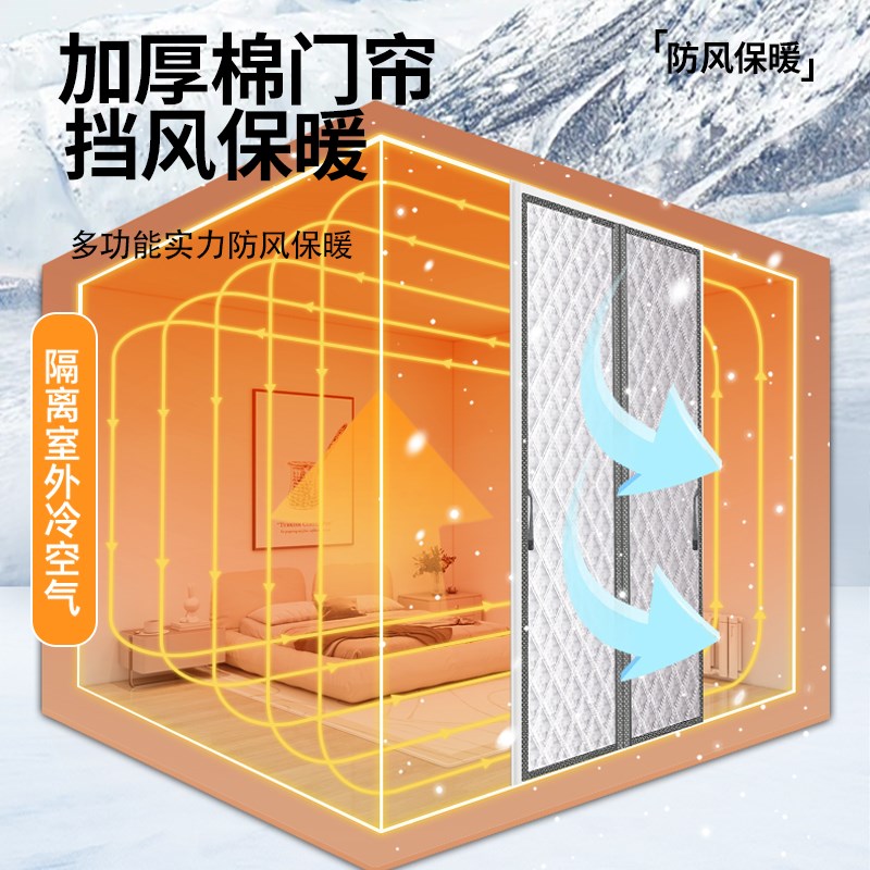石墨烯棉门帘冬季保暖防风加厚隔音隔断冷气卧室房间家用防寒保温