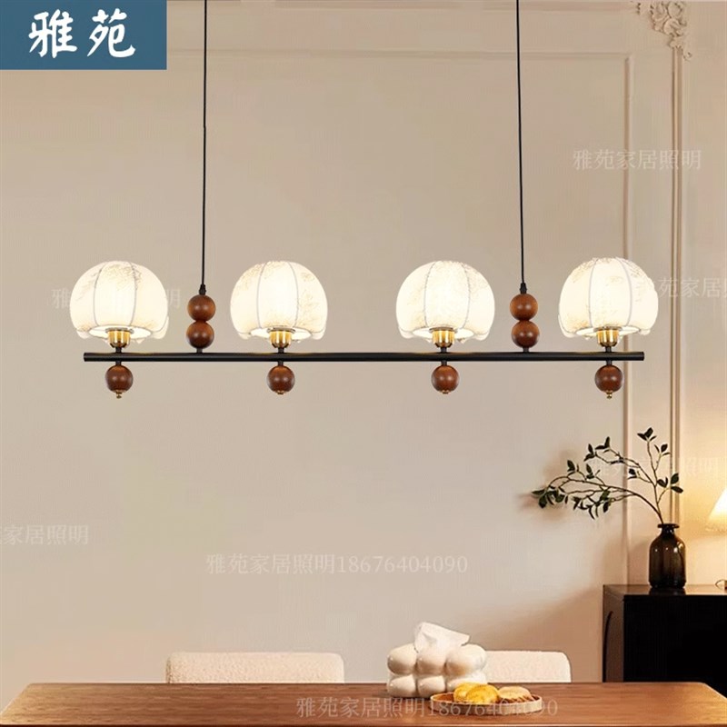 中古客厅吊灯布艺花纹法式复古餐厅吊扇灯实木奶油风书房餐桌风扇