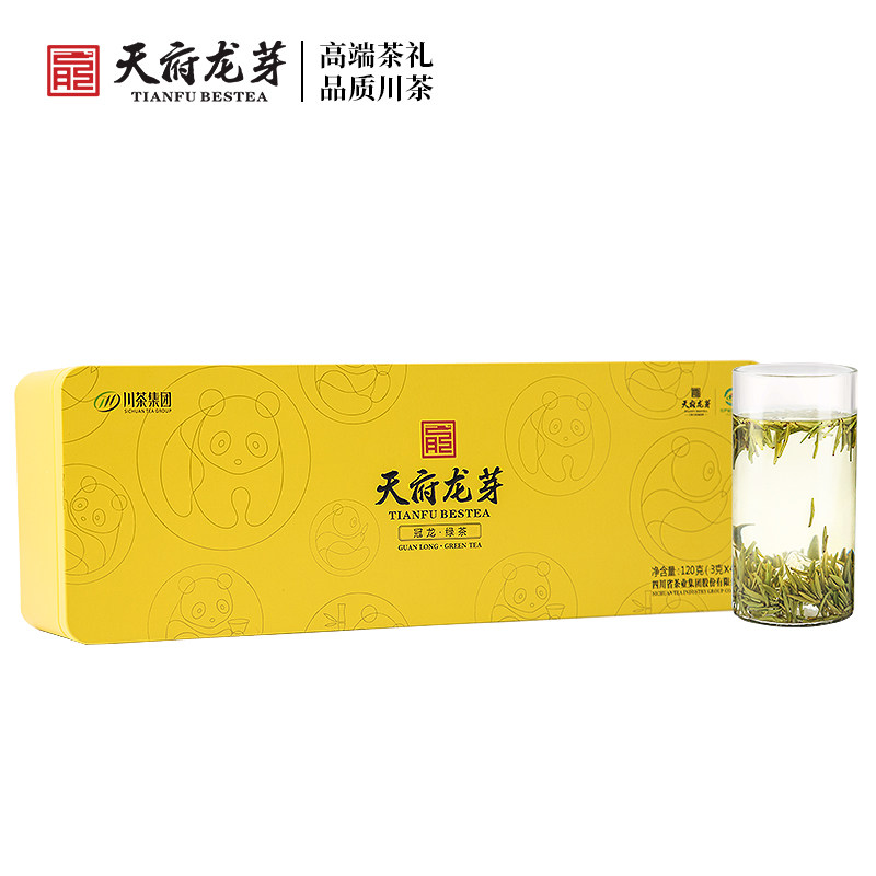 川茶集团天府龙芽冠龙绿茶特级雀舌明前高山绿茶3g*40袋礼盒