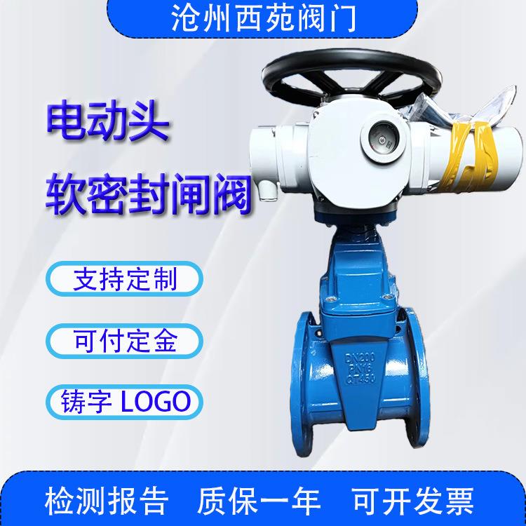 大体DN200电动头软密封闸阀带手柄水利适用可弹性座封截止阀