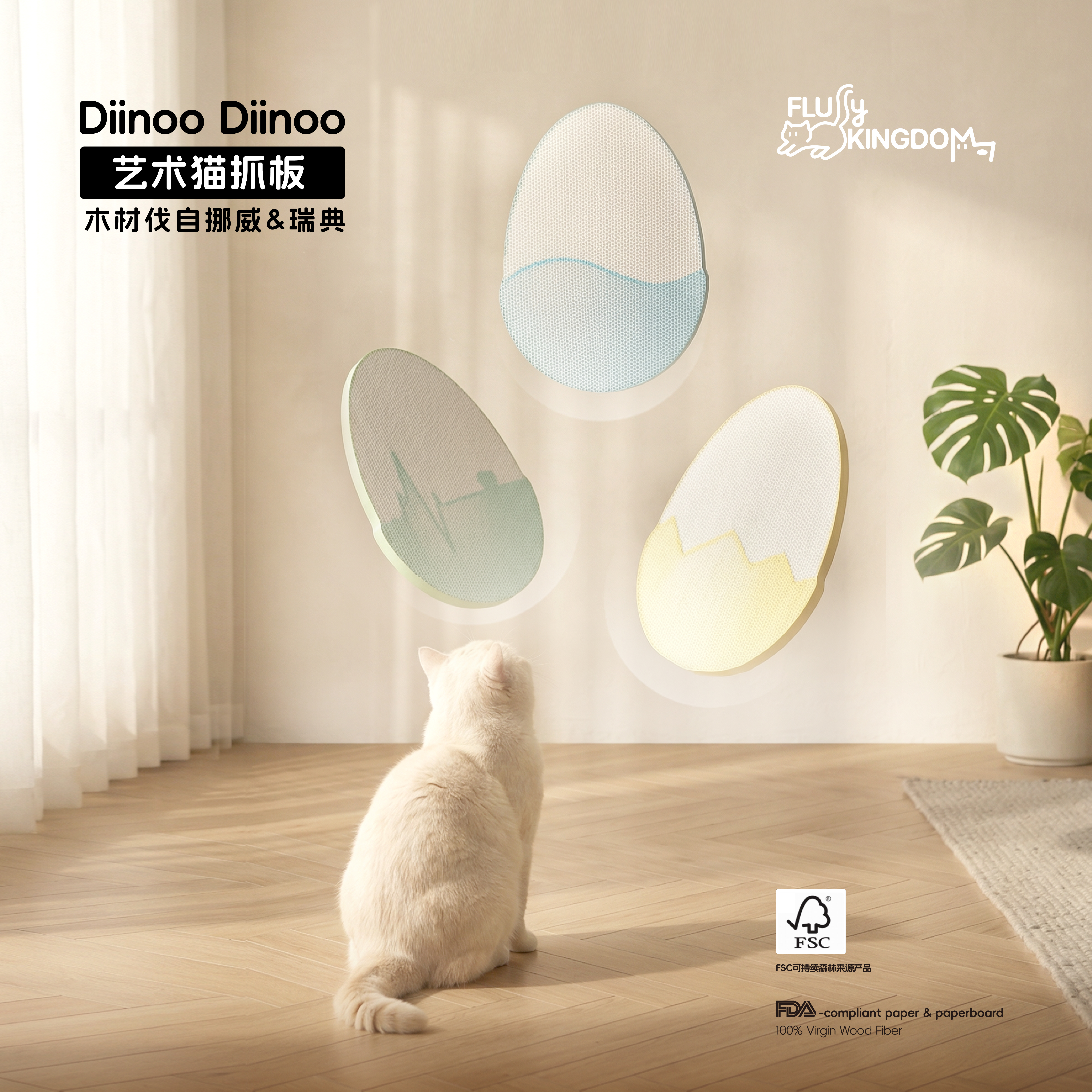 艺术猫抓板可上墙耐磨很少掉屑
