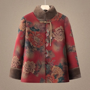 中老年人冬装 加绒加厚棉衣外套女老人老太太本命年棉袄 棉服奶奶装