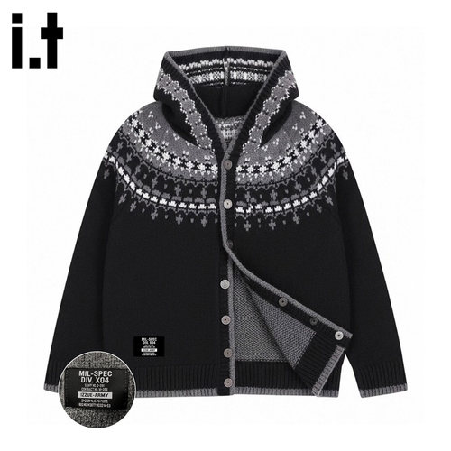 itizzue高级感费尔岛毛衣开衫男