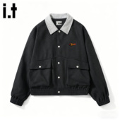 廓形教练夹克秋季 i.t izzue哈灵顿拼色翻领男士 轻奢痞帅潮流外套