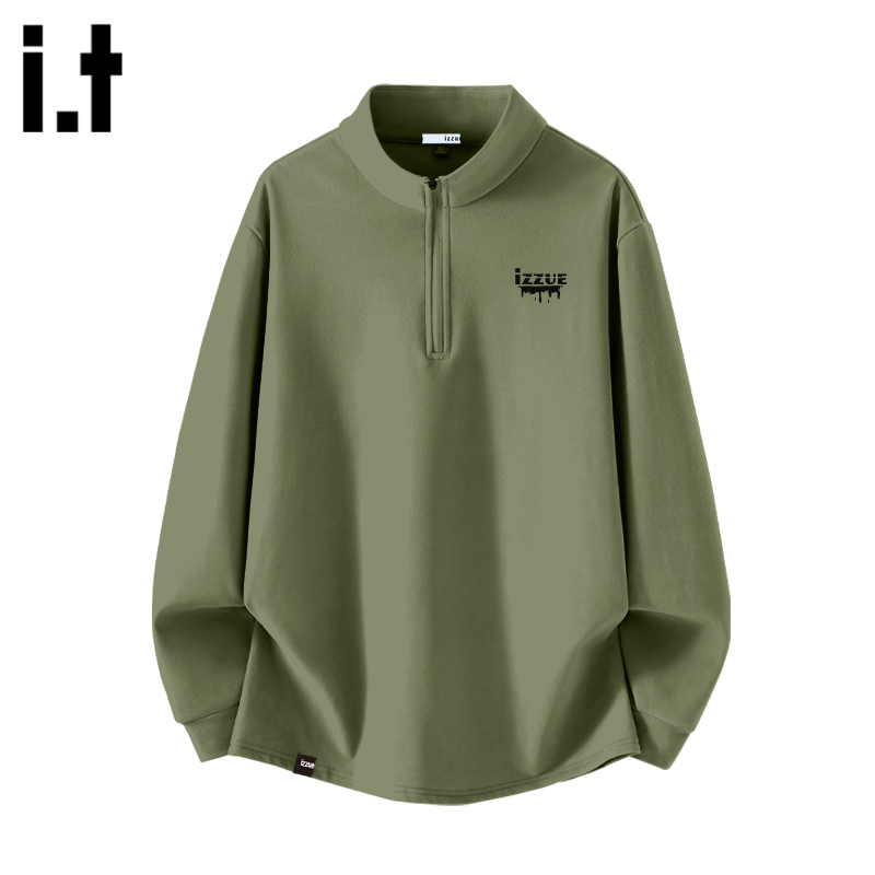 itizzue男半拉链双面绒立领长袖