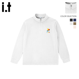 it izzue半拉链绒德打底衫男2026冬季立领上衣男款长袖t恤内搭衫