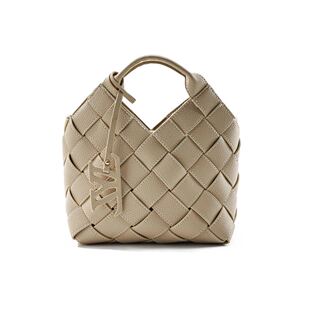 轻奢小众设计手提包高级质感编织菜篮子单肩斜跨包 7045杏灰色