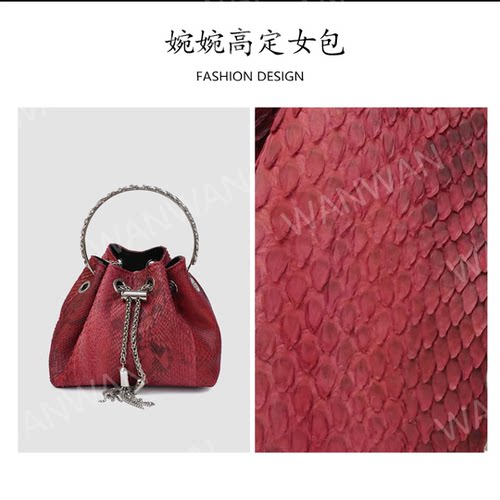 轻奢高级感链条水桶包时尚百搭单肩斜挎手提女士包WY8851-红色