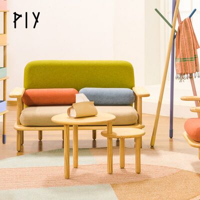 PIY布丁布艺沙发实木客厅单人三人位小户型简易双人沙发北欧现代