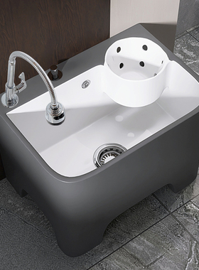 北欧拖把池带沥水篮灰色2t024家用陶瓷拖布池槽新款阳台户外墩布